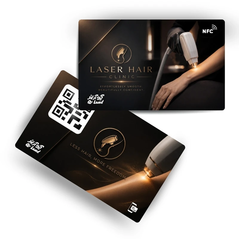 تگ کارتی NFC مدل کارت ویزیت دیجیتال طرح کلینیک لیزر