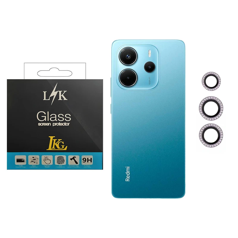 محافظ لنز دوربین ال کا جی مدل نگین دار مناسب برای گوشی موبایل شیائومی Redmi Note 14