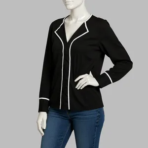 بلوز آستین بلند یقه هفت زنانه مدل حریر کلاسیک