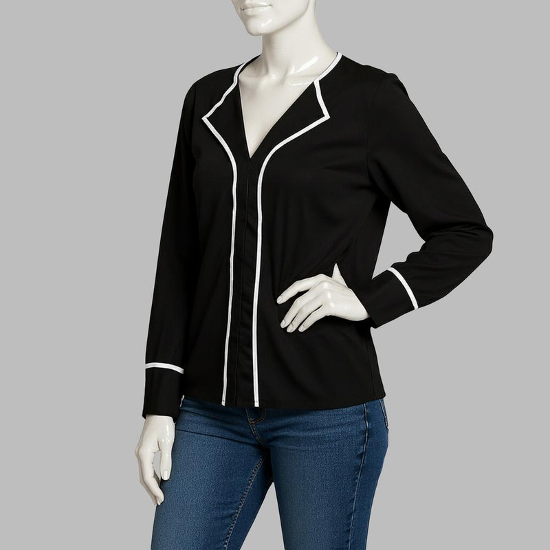 بلوز آستین بلند یقه هفت زنانه مدل حریر کلاسیک