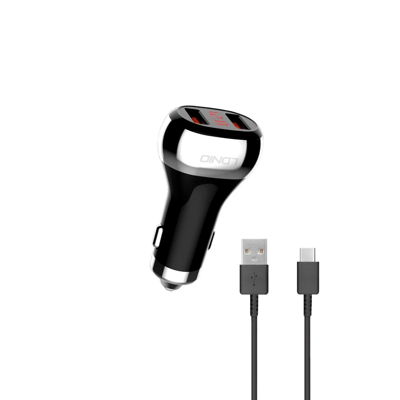 شارژر فندکی الدینیو مدل c2 به همراه کابل تبدیل  USB-c