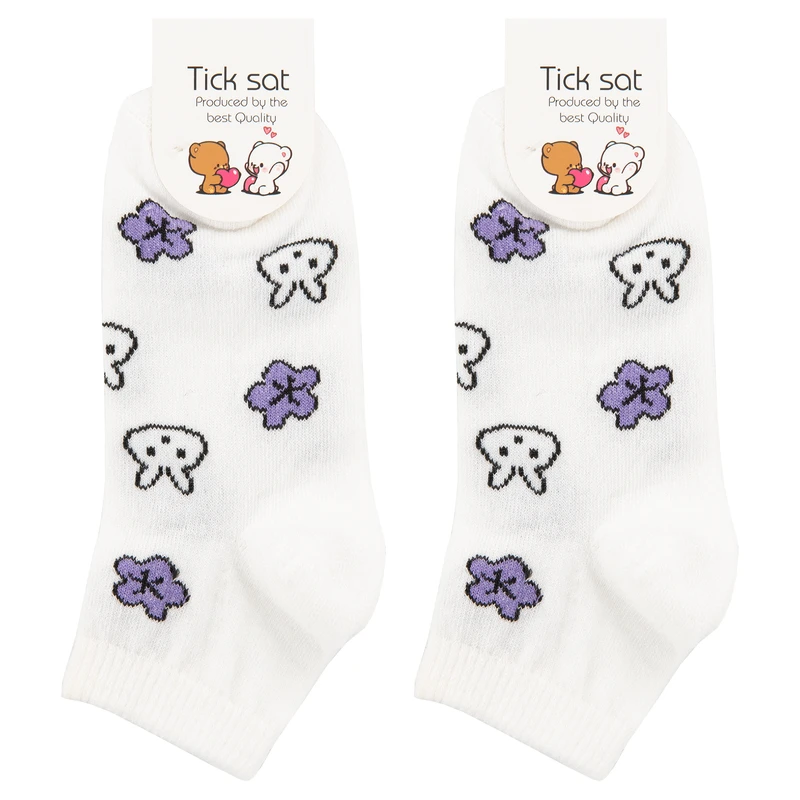 جوراب ساق کوتاه بچگانه تیک سات مدل TST18-4 بسته 2 عددی