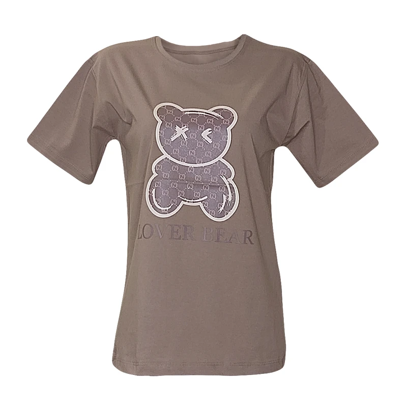 تی شرت آستین کوتاه زنانه مدل خرسی نخ پنبه ۵۷۶