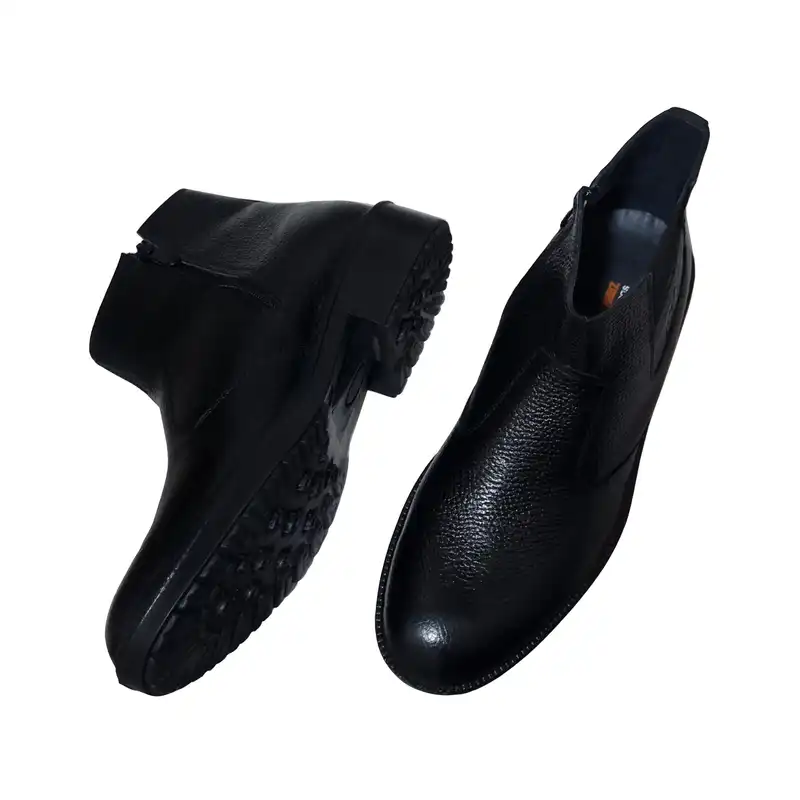 نیم بوت مردانه چرم تبریز مدل پاریس رنگ مشکی