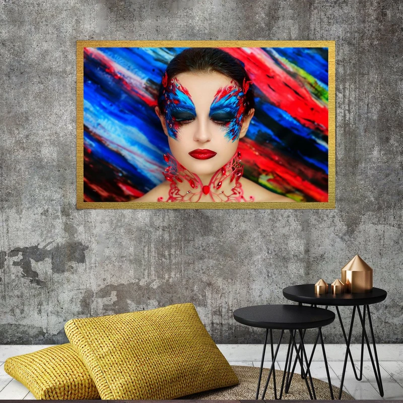 تابلو بکلیت طرح عچهره هنری و آرایشی مدل قاب شاسی T-S10336