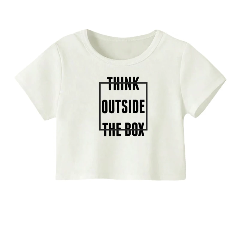 کراپ‌ تی‌شرت آستین کوتاه زنانه مدل خارج از چارچوب