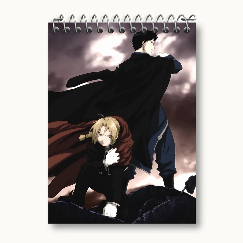 دفتر یادداشت 50 برگ خندالو مدل ادوارد و موستانگ انیمه کیمیاگر تمام فلزی کد 12686