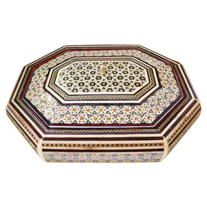 شکلات خوری خاتم کاری مدل داخل شیشه ای طرح 8 ضلعی کشیده کد DrawnOctagon-n6