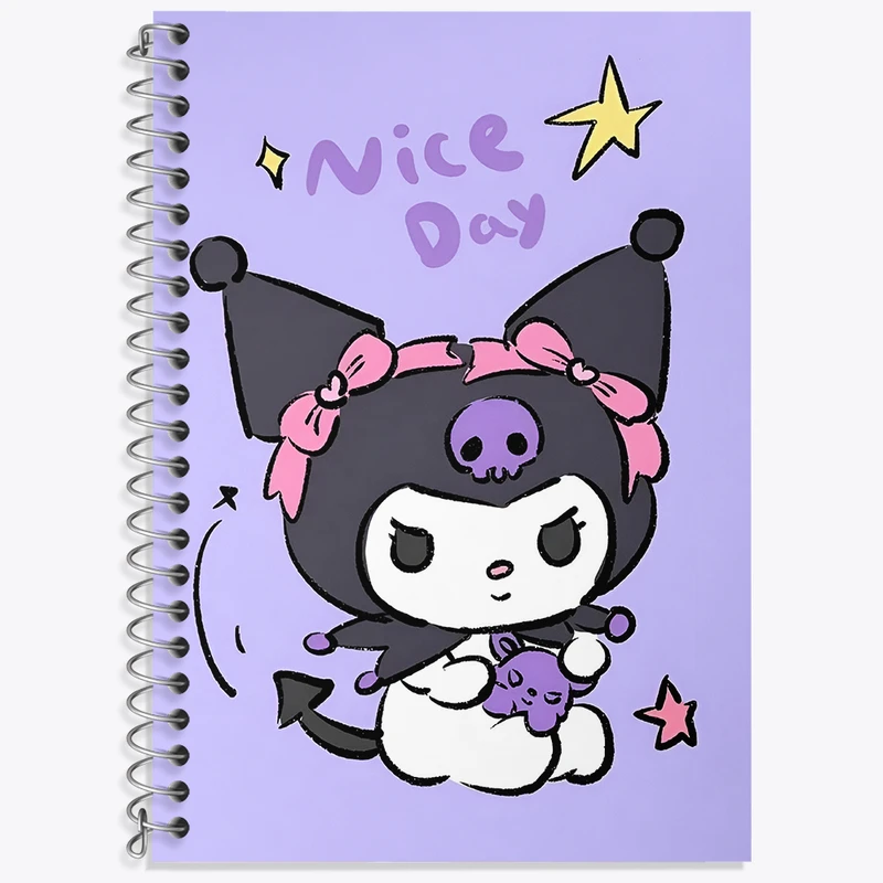 دفتر زبان 50 برگ خندالو مدل دو خط طرح کرومی (Kuromi) کد N4192