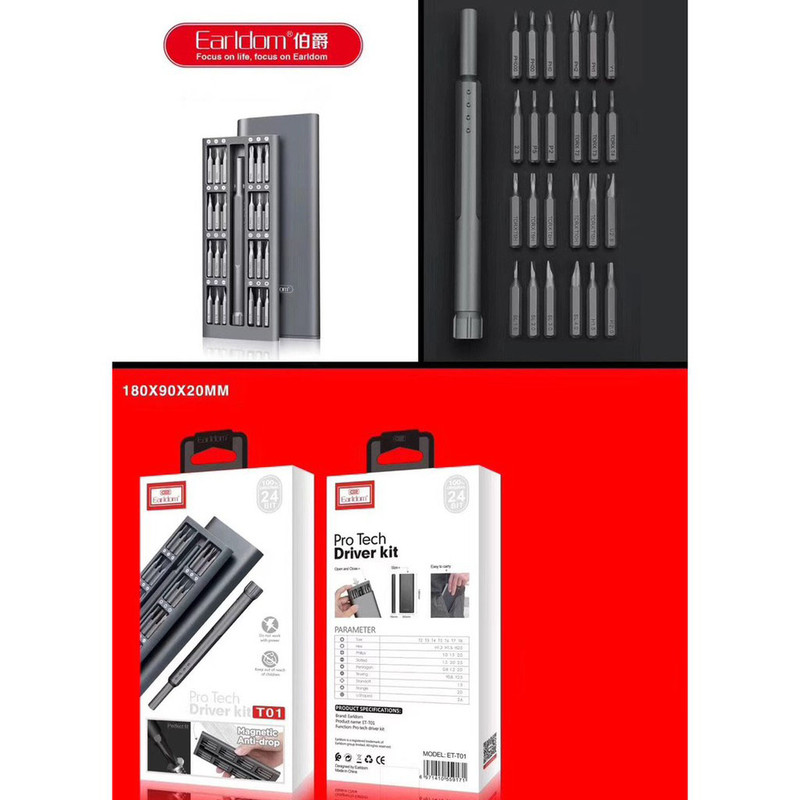 مجموعه 24 عددی پیچ گوشتی ارلدام مدل EC-T01 مجموعه 24 عددی پیچ گوشتی ارلدام مدل EC-T01