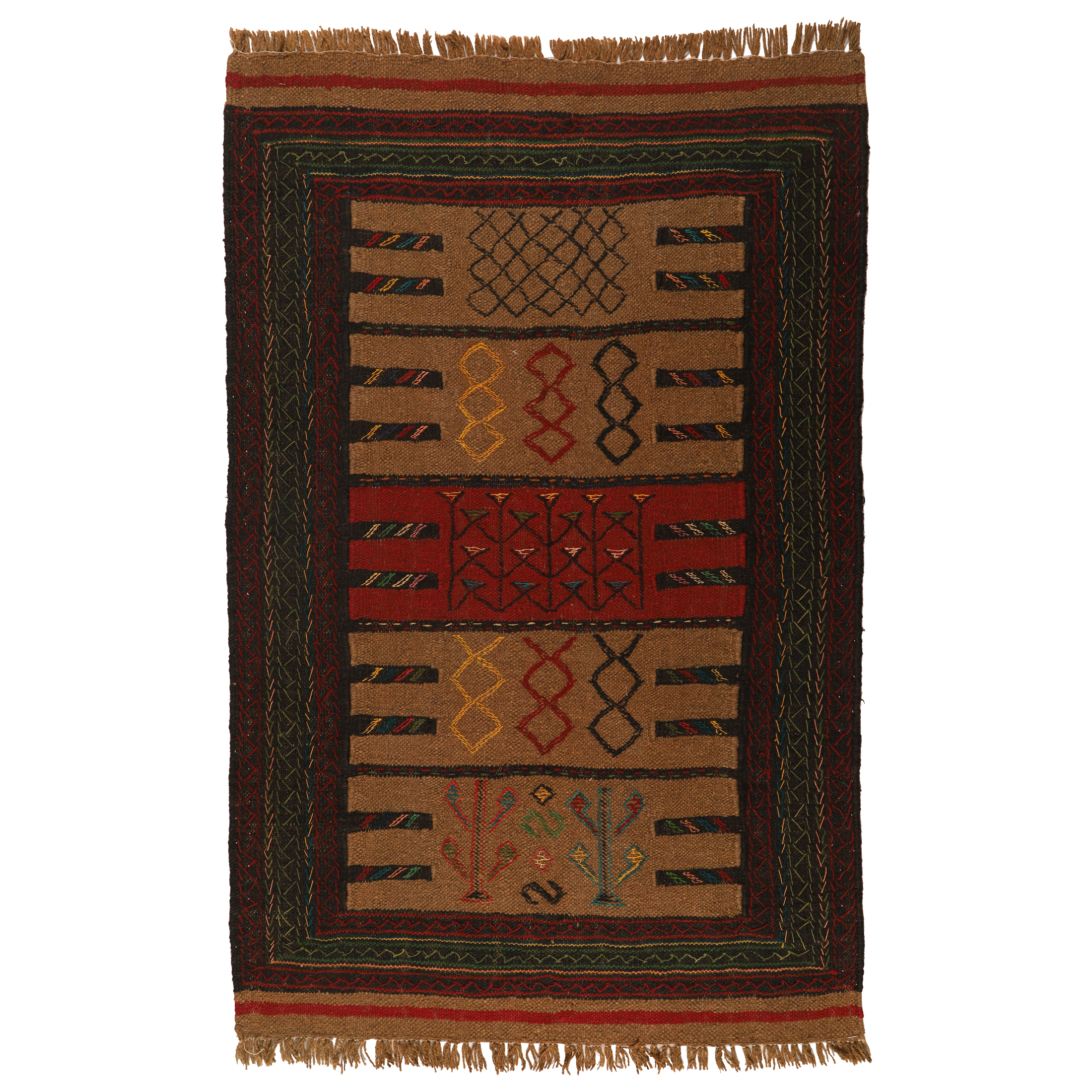 گلیم دستبافت دومتری طرح سفره کردی کد 140531