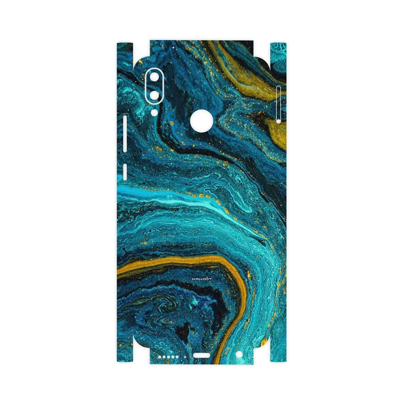 برچسب پوششی ماهوت مدل Turquoise marblewith golden streaks-FullSkin مناسب برای گوشی موبایل هوآوی Nova 3e