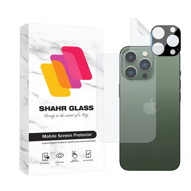 محافظ پشت گوشی شهر گلس مدل MTBFULS مناسب برای گوشی موبایل اپل iPhone 13 Pro به همراه محافظ لنز