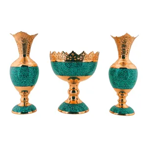 ست سه تکه آجیل خوری و سنبلدان فیروزه کوبی حامد کریمی کد hf133-142