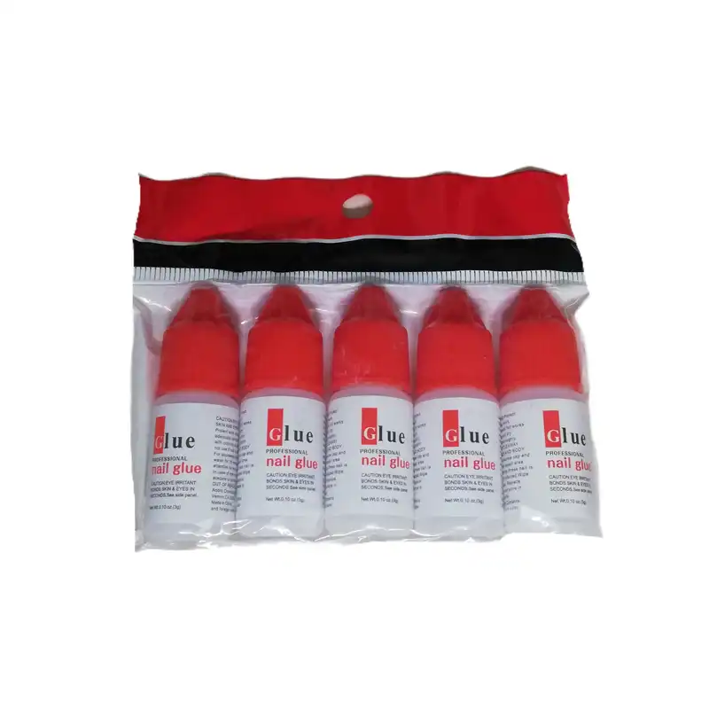 چسب ناخن مصنوعی گِلو مدل قطره ای وزن 3 گرم مجموعه‌ 5 عددی