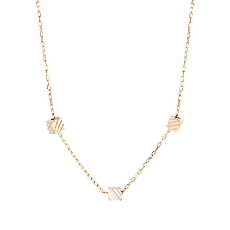 گردنبند طلا 18 عیار زنانه با زنجیر حلقهای (فلامینگو) گالری شیدا مجد مدل سه مکعب تراش