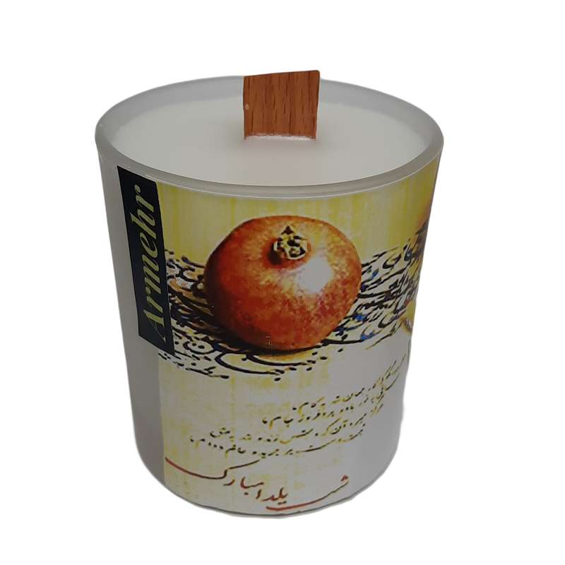 شمع لیوانی آرمهر مدل یلدا طرح نستعلیق