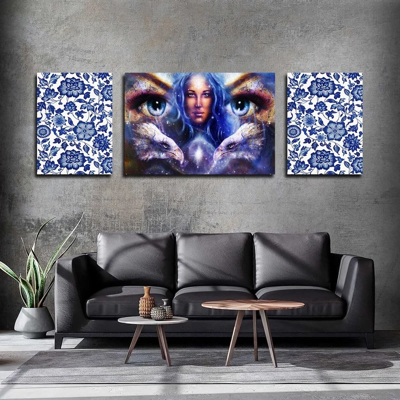 تابلو شاسی بکلیت طرح عقاب و چشم و گل مدل SH-2605 مجموعه 3 عددی