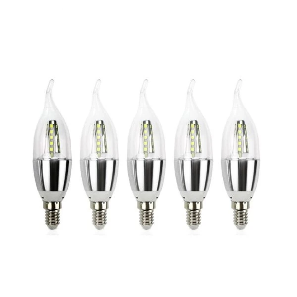 لامپ ال ای دی 5 وات مدل High power silver پایه E14 بسته 5 عددی 