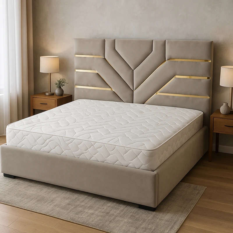تخت خواب چوبی دونفره دیباروکش امیدی مدل الماس 1135 سایز 200×160 سانتی متر