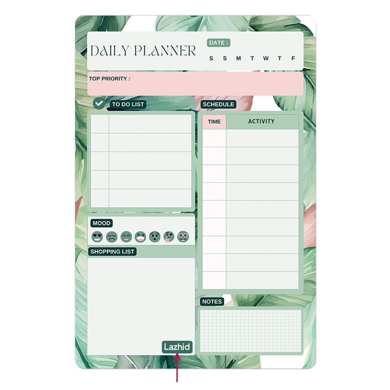 تخته وایت برد لاژید طرح پلنر روزانه و هفتگی مدل آهنربایی سایز 20X30 سانتیمتر مجموعه 2 عددی