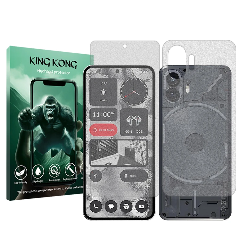 محافظ صفحه نمایش مات کینگ کونگ مدل Tough مناسب برای گوشی موبایل ناتینگ Phone 2 به همراه محافظ پشت گوشی