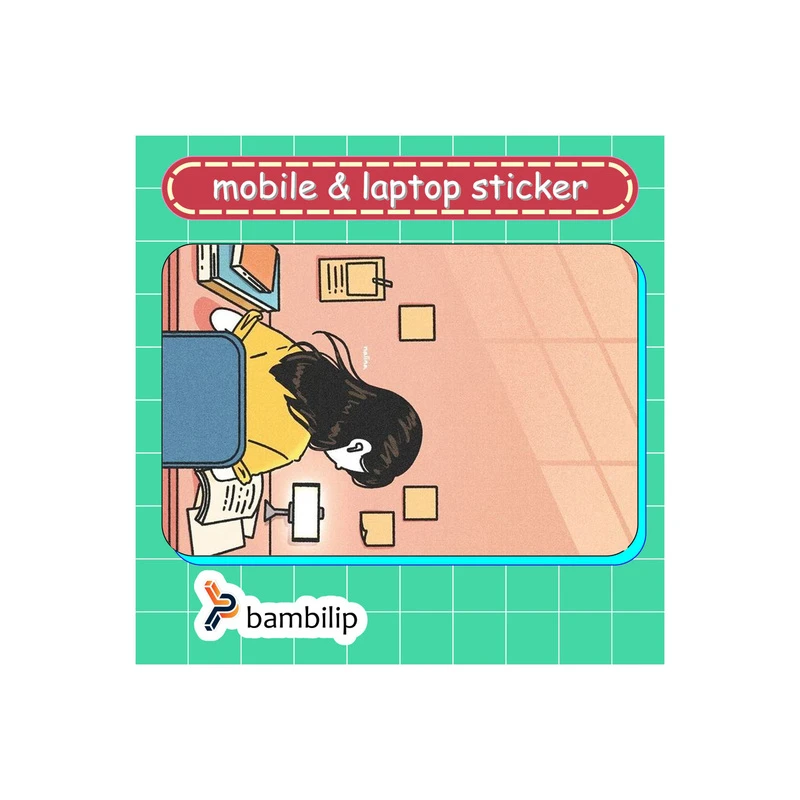 استیکر بامبیلیپ مدل کارت عابر طرح دختر کتابخون کد 4722981