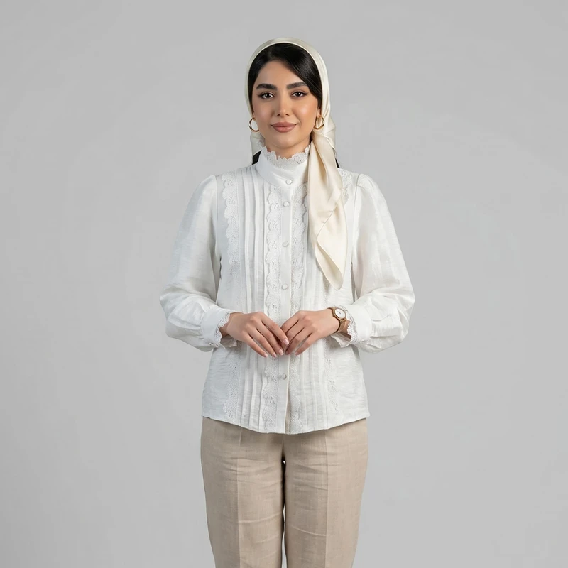 شومیز آستین بلند یقه برگردان زنانه مدل 1280-2