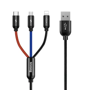 کابل تبدیل USB به MicroUSB / USB-C / لایتنینگ باسئوس  مدل CAMLT-BSY طول 1.2 متر