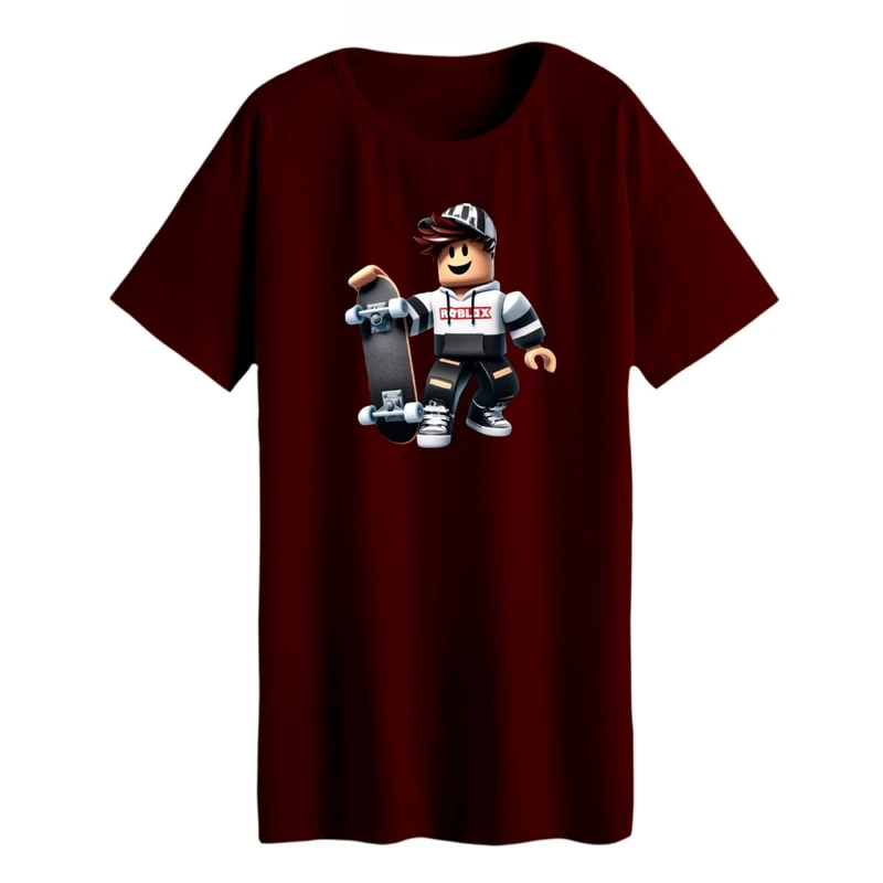 تی شرت لانگ زنانه مدل روبلاکس اسکیت