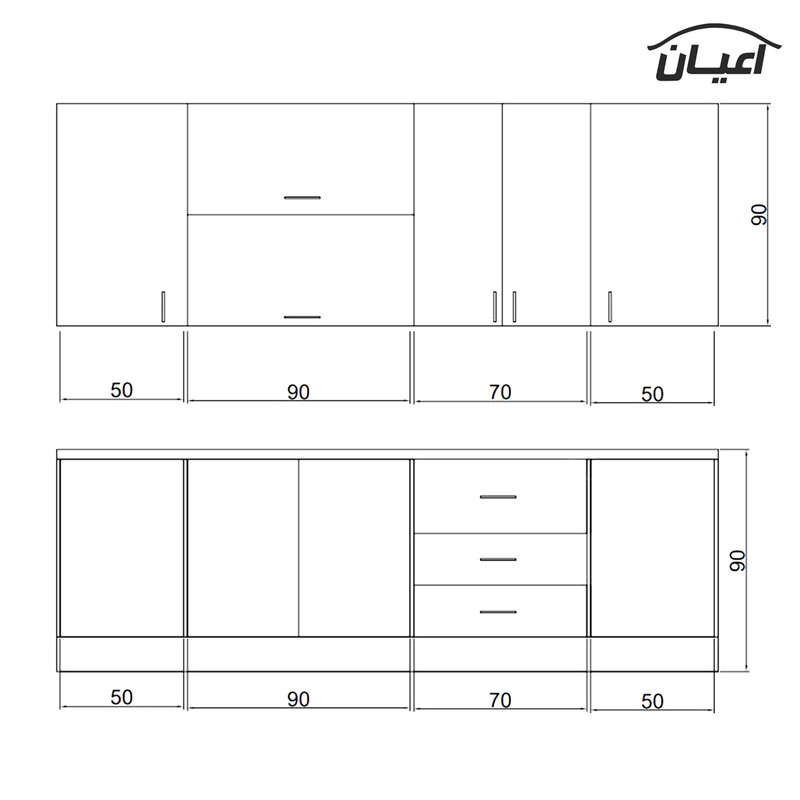 کابینت آشپزخانه اعیان مدل FH CL12 مجموعه 8عددی