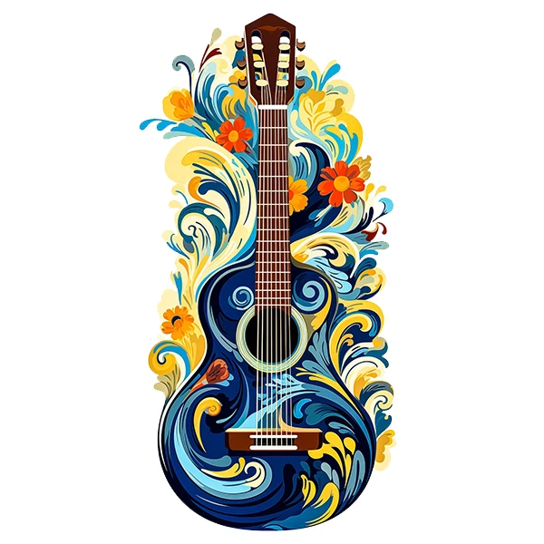   استیکر پارچه و لباس پاد آفرین طرح گیتار کد 4349