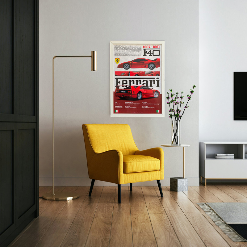 تابلو مدل دکوراتیو طرح ماشین فراری f40 کد 1092