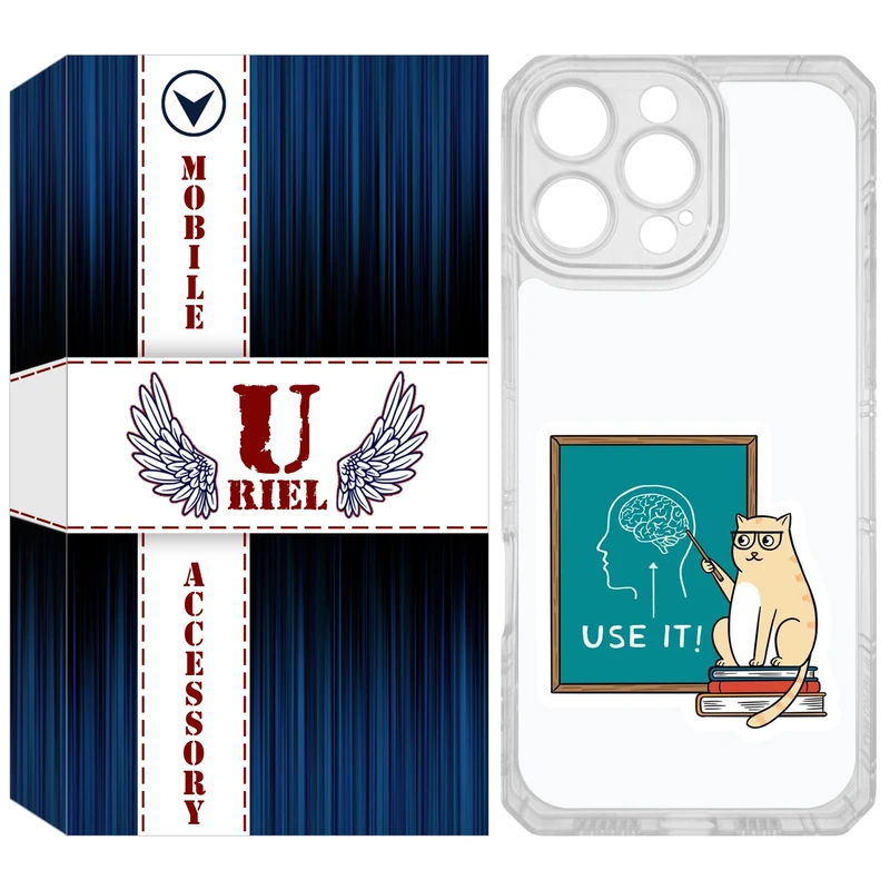 کاور یوریل مدل Clear کد 95 طرح گربه عاقل مناسب برای گوشی موبایل اپل iPhone 16 Pro