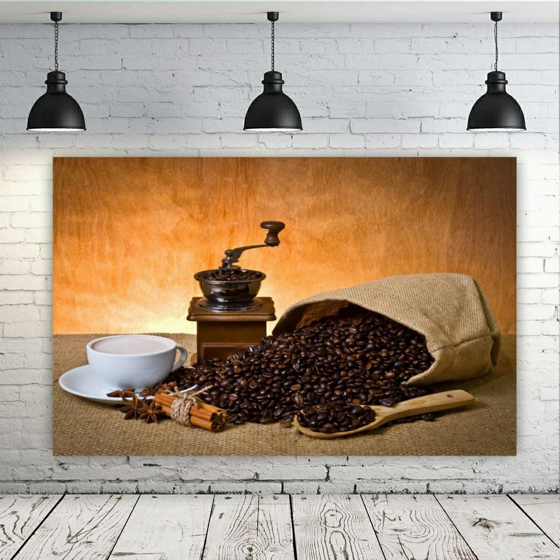 پوستر پارچه ای طرح قهوه و آسیاب قهوه مدل SDP1017
