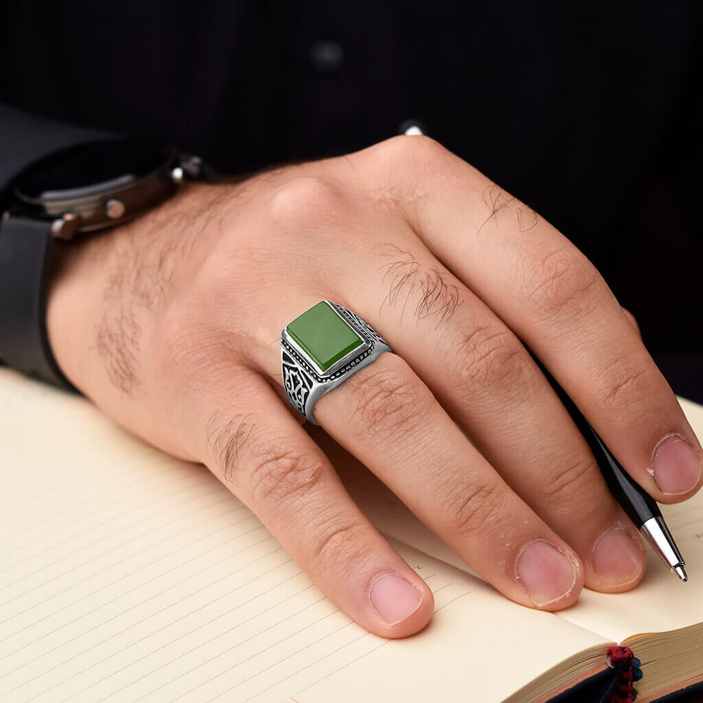 انگشتر نقره مردانه مدل گل پونه انگشتر نقره مردانه مدل گل پونه