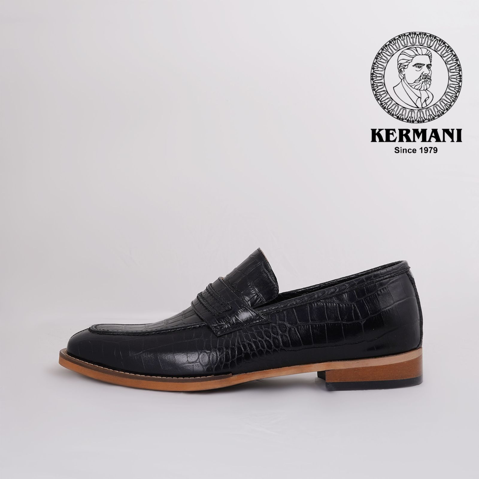 کفش مردانه کرمانی مدل چرم دستدوز طبیعی کروکو کد 1064 رنگ مشکی -  - 7