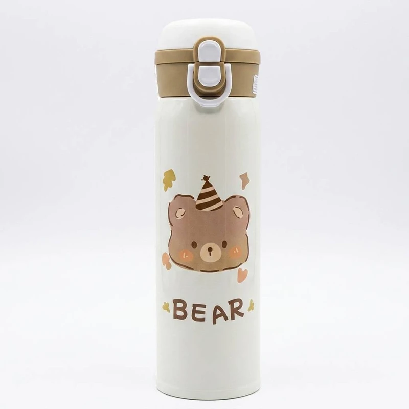 قمقمه کودک مدل دوحالته نی دار طرح خرس BEAR فانتزی گنجایش 0.5 لیتر