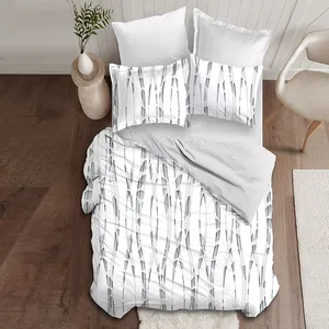 سرویس روتختی مدل راه راه سیاه سفید یک نفره 4 تکه