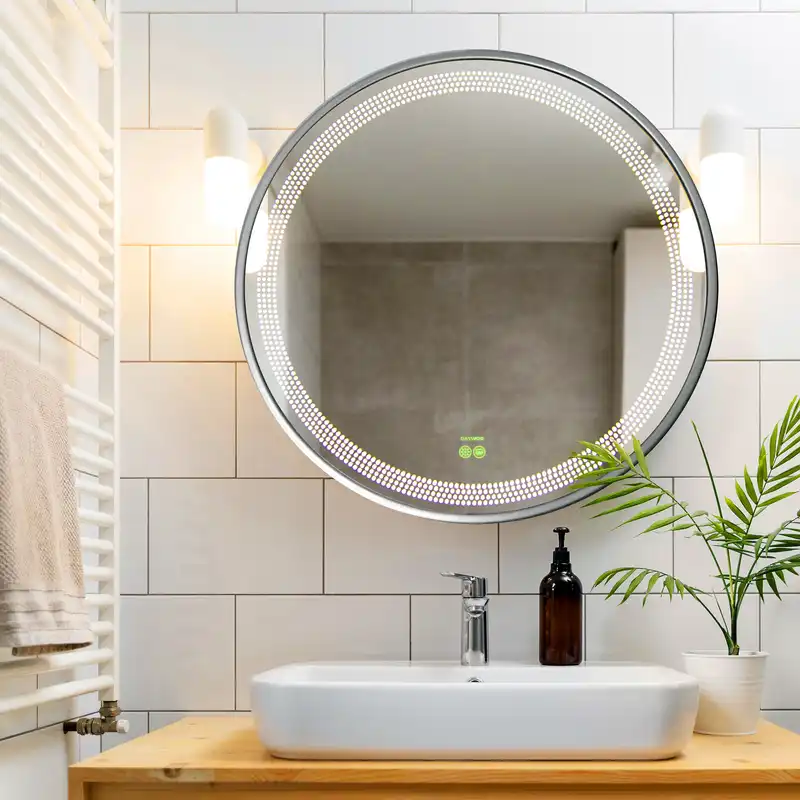 آینه سرویس بهداشتی گلسموند مدل هوشمند ضدبخار و آرایشی آفتابی کد CLW111S