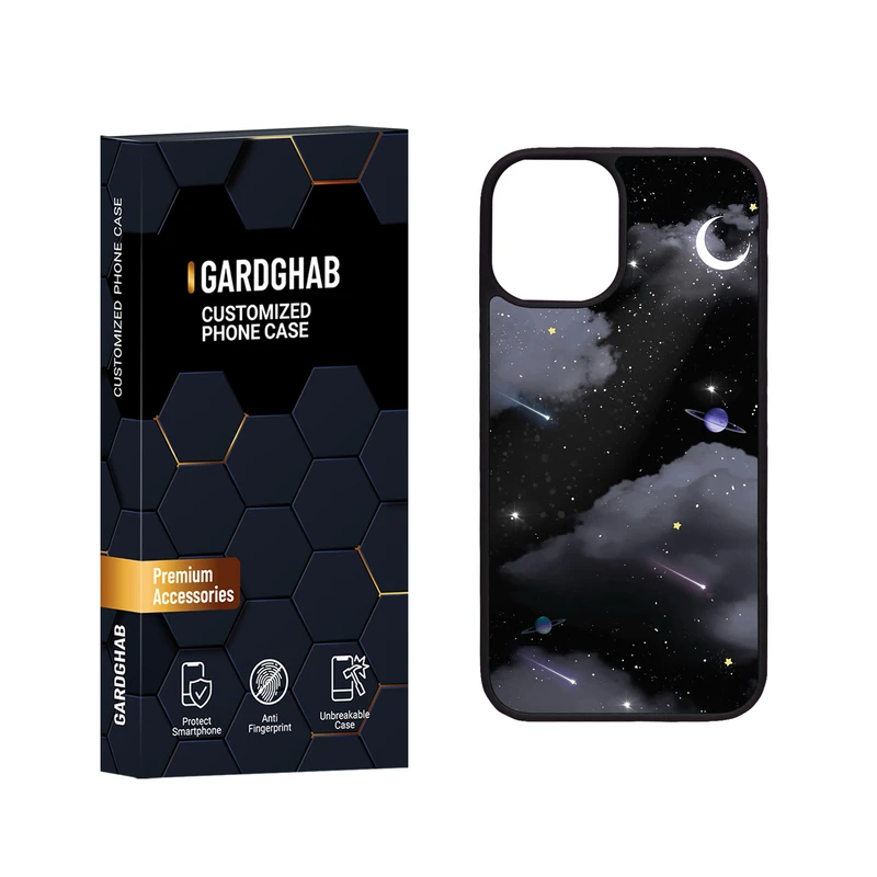 کاور گارد قاب مدل دور ژله ای پشت گلس هنری مناسب برای گوشی موبایل اپل iPhone 12 Mini