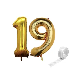 بادکنک فویلی و چسب بادکنک پارتی لند تهران طرح عدد نوزده کد 19 مجموعه سه عددی