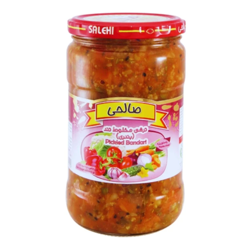 ترشی بندری پاستوریزه مخلوط تند ممتاز صالحی - 650 گرم مجموعه 12عددی