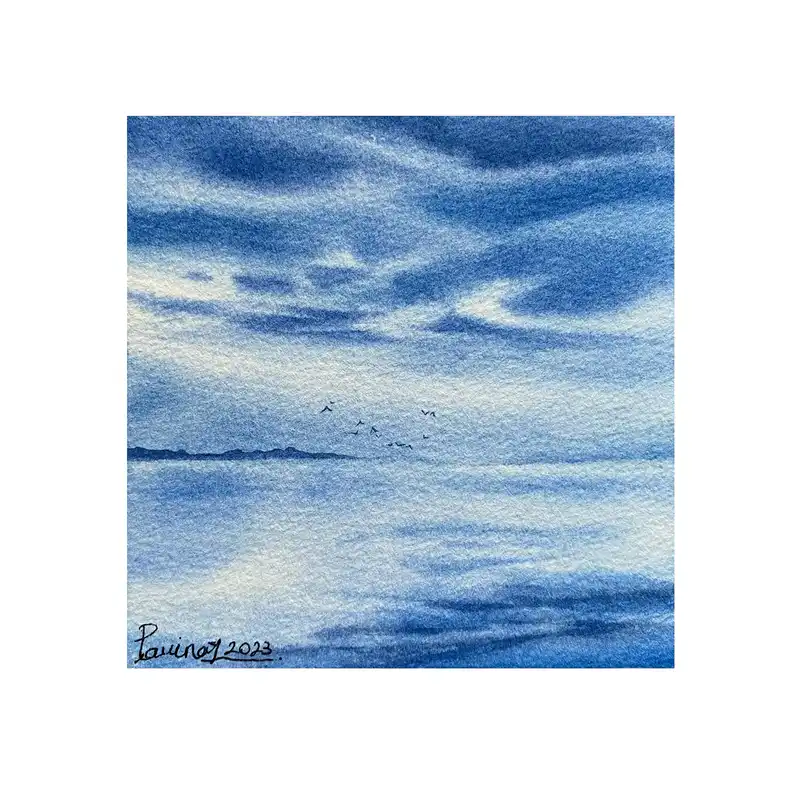 تابلو نقاشی آبرنگ طرح آرامش