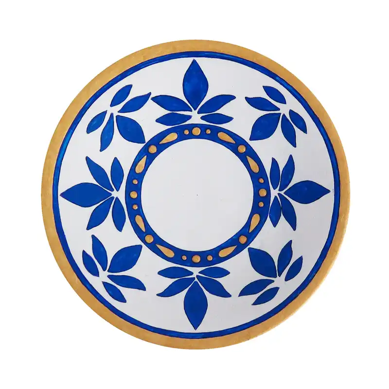بشقاب دیوارکوب سفالی طرح اسلیمی برگ کد S 049
