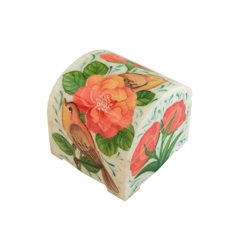 جعبه جواهرات استخوانی طرح گل و مرغ کد B 321