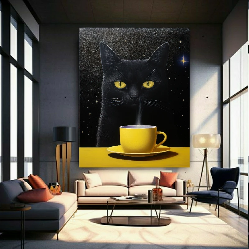 پوستر طرح گربه سیاه کد BK1582