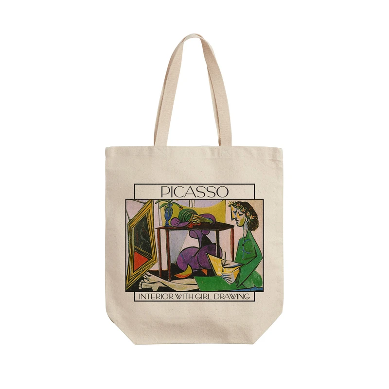 ساک خرید ترمه طراحان ایده مدل داخلی از دختر در حال نقاشی از پیکاسو کد art0345 - L
