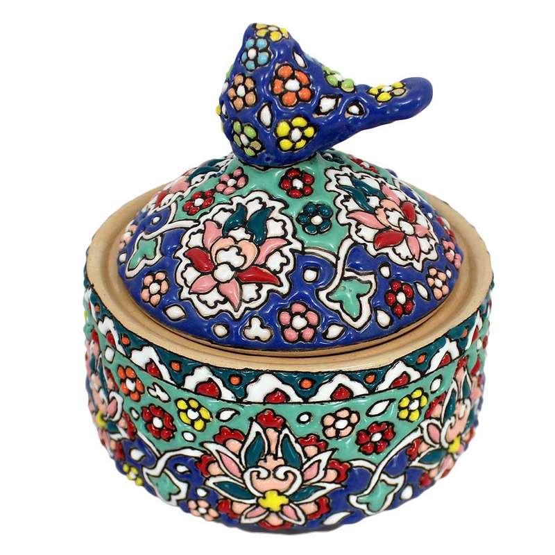 قندان میناکاری دست نگار طرح پرنده کد are-1
