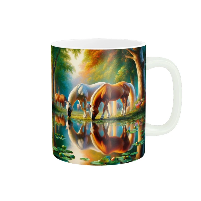 ماگ طرح اسب های زیبا کنار رودخانه کد 1339